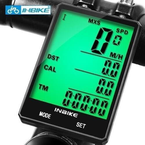 INBIKE 2.8'' Bike Bicycle Wireless Wired Speedometer Computer With Mount Bracket Waterproof Odometer Cycling LED Watch Stopwatch