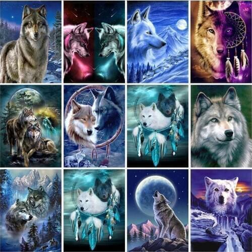 DIY Paints By Numbers Wolf Animal 50x40 Art Pictures set Coloring Decorative Canvas Wall Artcraft Oil Painting By Number