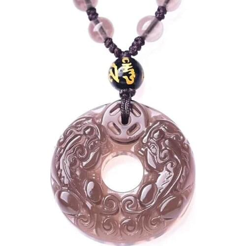 Drop Shipping Ice Obsidian Circle Pixiu pendant Necklace Jade Pendant Fine Jewelry