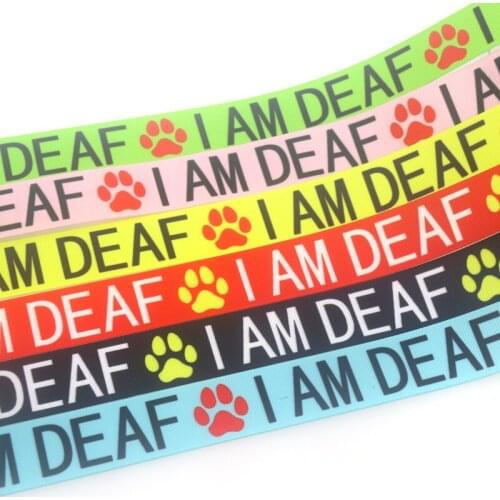 DUWES 50yards I AM DEAF Printed Grosgrain Ribbon Accessory Hairbow Headwear Decoration DIY Wholesale OEM D1613