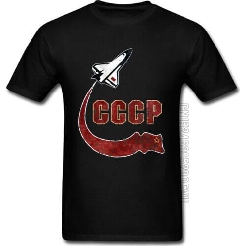 Russia Soviet Cosmonaut Yuri Gagarin Tshirts CCCP SpaceX Sputnik Artificial Satellite Apaceship T Shirt Space Rocket Men Tshirt