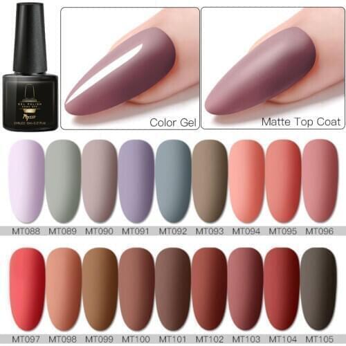 Pure Nude Yellow Purple Color Nail Art Gel Polish Semi Permanent Matte Top Coat UV Gel Nail Soak Off Nails Gel Hybrid Varnish