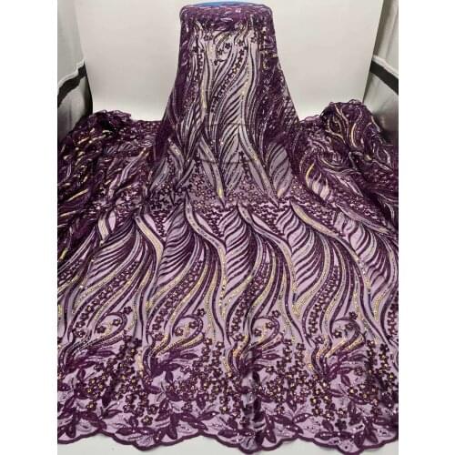 Hot Sale African Mesh Lace Fabric Sequins Tulle Embroidery Sewing Evening Party Wedding Dress Skirt Trimming 5 Yards Wholesale