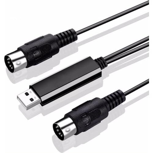 6FT Midi to USB Cable Interface Converter - in Out Midi Cable Host Plug Controller Wire Cord for Keyboard Synthesizer Piano