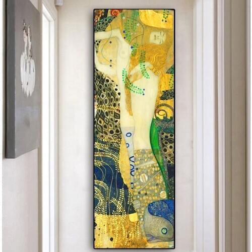 Classic Artist Gustav Klimt Water Serpents Cuadros Oil Painting on Canvas Posters and Prints Art Wall Pictures for Home Decor