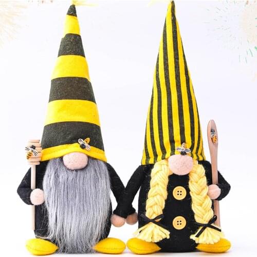 Faceless Doll Plush Dwarf Home Decorations Bumble Bee Striped Gnome Scandinavian Tomte Nisse Swedish Honey Bee Elfs Home