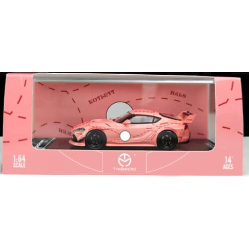 Time Model LBWK Toyot GR Supra Pink Pig Liberty Walk Racing Car Diecast Toy 1:64 Model car Vehicle with Case Gift For Kids