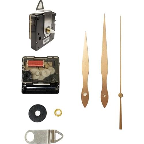 Power High torque 6mm Screw Axis Quartz Movement Sweep Clock Accessory With 31# Gold Long Hands And Nuts Hook DIY Kits