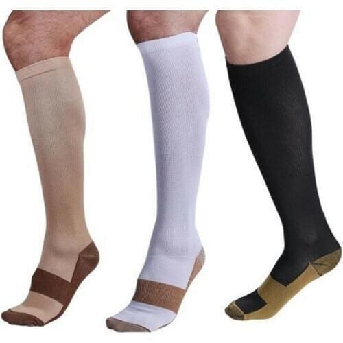2019 new Copper Infused Compression Socks 20-30mmHg Graduated Men Women Patchwork Long Socks S-XXL