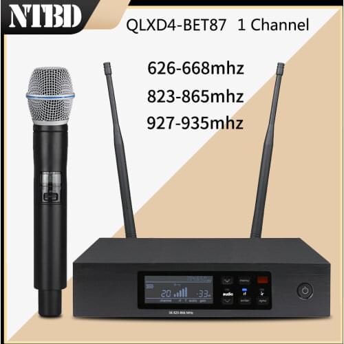 New!NTBD Digital Diversity Professional Uhf Dual Wireless Microphone for Karaoke QLXD4 BET87A Stage Performances
