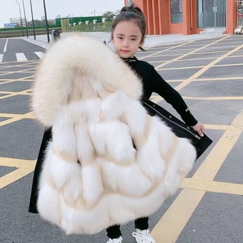 Winter Coat New Sale Fur Collar Parka For 3 4 6 8 10 12 14 Children Casual Warm Outerwear Baby Girl Winter Hooded Jacket Coat