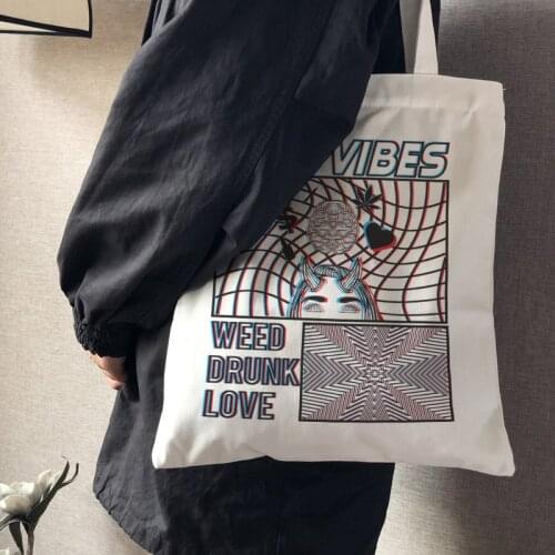 Japanese Cartoon Casual Womens Shoulder Bag Hip-hop Womens Bag Letter Print Large Capacity Fun Vintage Zipper Punk Shopper Bag