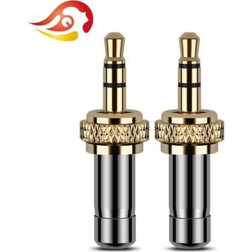 QYFANG 3.5mm 3 Pole Audio Jack Earphone Plug Metal Adapter Bright Shell Self-Lock Wire Connector For D11 D16 B03 P03 Headphone