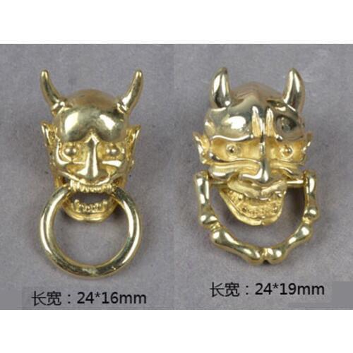 Manual leather copper hardware buckle screw back Chinese Ghost eyeglasses holder fashion ornament badge brooch jewelry accessory