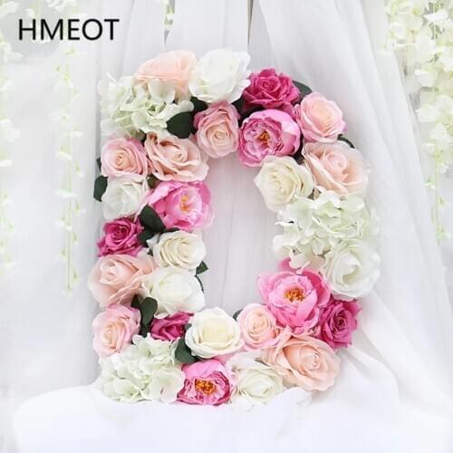 Homemade Letter Number Flower Arrangement Artificial Rose Flower Wall Birthday/Party/Wedding/Event Backdrop Decoration Customize