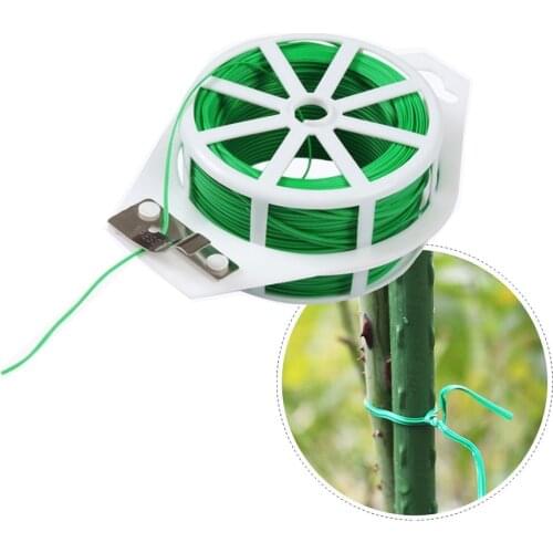 30m 50m Green PE-Coated Iron Wire Core Garden Plant Ties with Trimmer, Plant Binding Office Home Cable Organizing Tie Wire