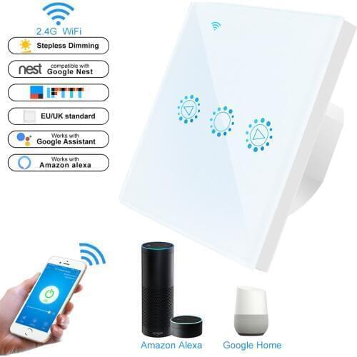 EU/UK/US Standard Touch LED Dimmer Switch Wi-Fi Smart Switch Dimmable Works With Amazon Alexa Google Home APP Remote Control