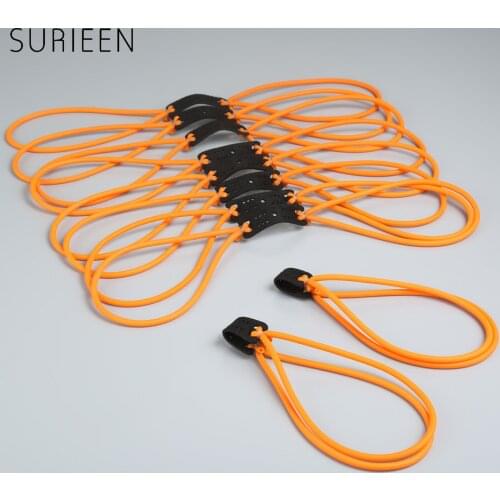 SURIEEN 10PCS 4 Strips Practical Slingshot Rubber Band Resilient Rubber Tube Catapult Elastic Bungee Slingshots Replacement 1842