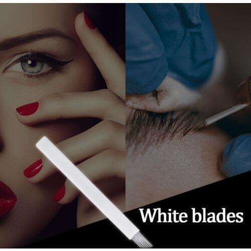 Permanent Makeup Tattoo Needles 80Pcs Eyebrow Lip Eyeliner Microblading Needles Blades Disposable for 3D Embroidery Manual Pen