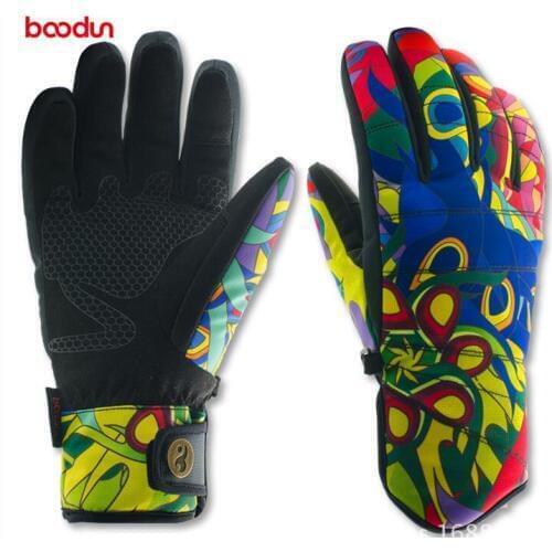 BOODUN outdoor ski gloves warm winter thickening waterproof windproof womens five-finger sports gloves