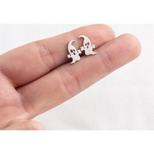 Yungqi Halloween Ghost Stud Earrings for Women Punk Jewelry Gift for Girl Stainless steel Little Devil Earring Accessories