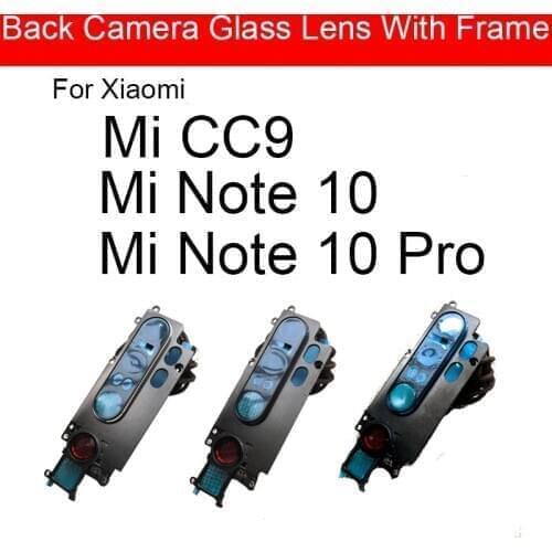 Back Camera Lens Glass Cover Frame For Xiaomi Mi Note 10 CC9 Pro Main Big Rear Camera Cover Frame + Sticker Repair Replacement
