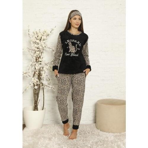 Women Welsoft Fleece Pajamas set Black 20042