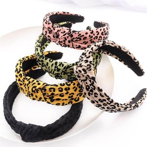 Women Wash Face Fashion Hair Accessories Multi Purpose Cloth Leopard Print Hair Hoop Knot Hair Band Retro Style