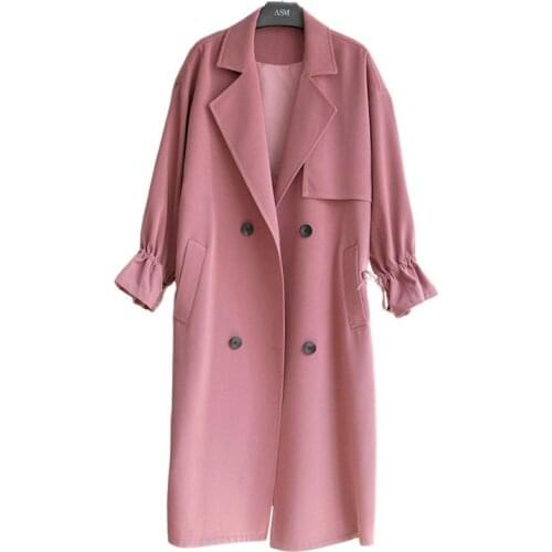 High-Quality Womens Trench Coat Long Trench Female 2021 New Spring Autumn Coat Korean Loose Casual Ladies Coats Outerwear A257