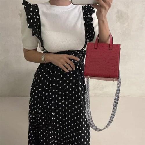 2021 summer vintage polka dot spaghetti strap dress women square collar slim split a-line dress