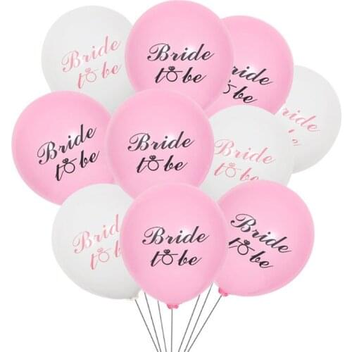 10 Pieces Bride To Be Latex Printing Pink White Balloon Bachelor Party Wedding Decorations Supplies