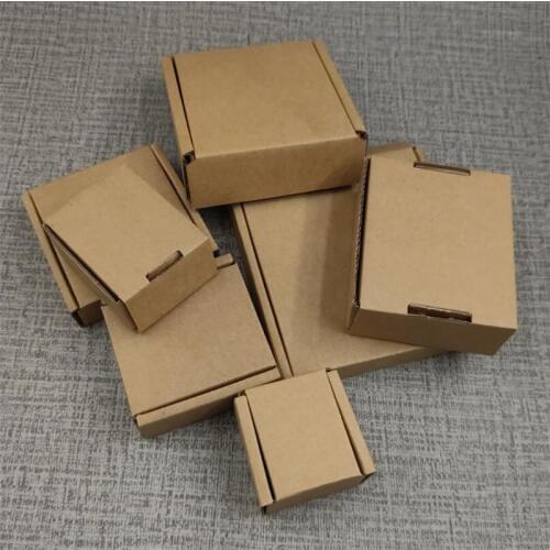 100pcs 10 Size Kraft Paper Corrugated Box For Shipping Small Item Packaging Box DIY Thickened Kraft Paper Postal Wrapping Box