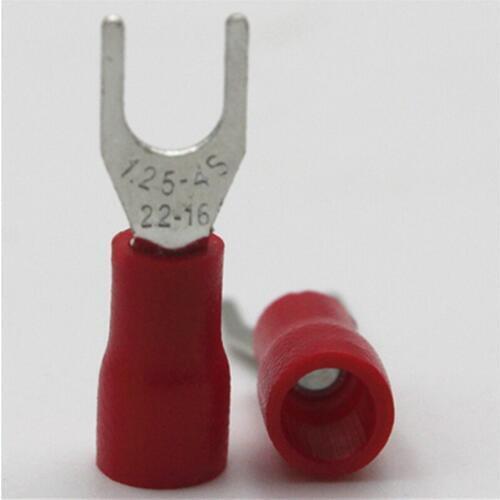 1000pcs SV1.25-4 Insulated Crimp Cold pressed Terminal Furcate Y/U shape wire terminal Brass for AWG22-16 Thickness 0.5MM
