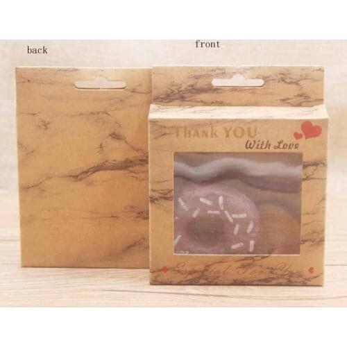 10x10x2.5cm 30pcs new best selling cute small marble style Clear Window Hang Hole Packaging Boxes Party favors hanger window Box