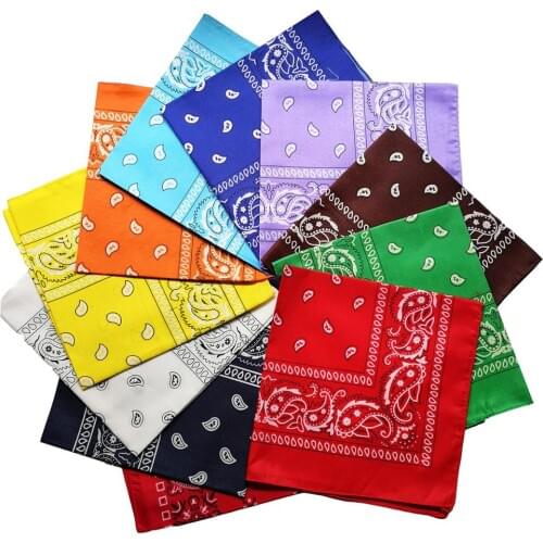 12Pcs Fashion Hip Hop 100% Cotton Bandana Square Scarf 55cm*55cm Black Red Paisley Headband Printed For Women/Men/Boys/Girls