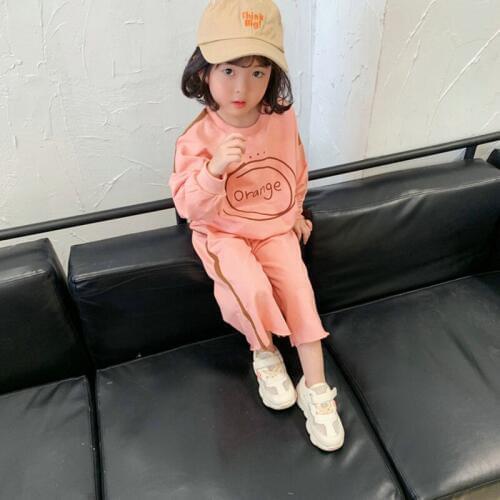 Toddler Girls Clothing Sets 2019 Autumn Kids Pink Cotton Full Sleeve Letter Pullover Tops+Pants 2pc Casual Sport Suits 2-7Yrs