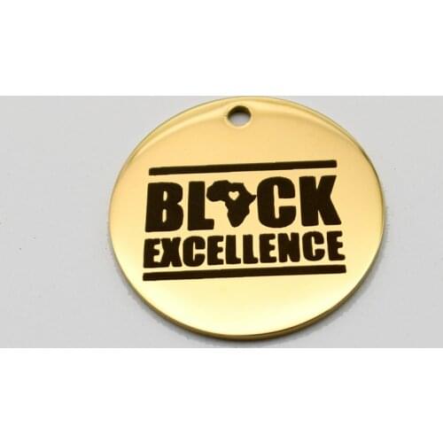 20pcs Black Excellence Charms Stainless Steel Pendant Afro Black Charm DIY Handmade Accessories