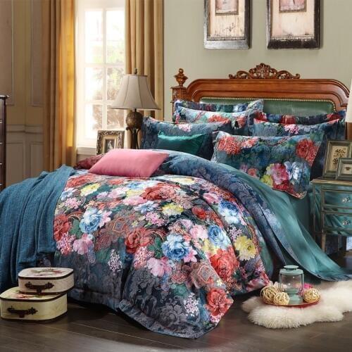 New Hot!Queen King size 4pcs Luxury bed linen bedding set tribute silk cotton satin Jacquard duvet cover Bedclothes bedsheet