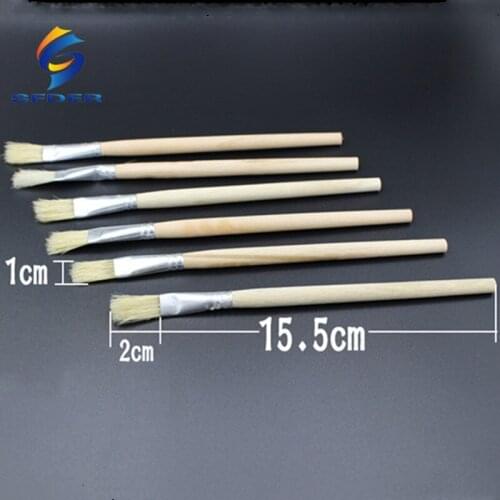 5Pcs 17.5cm Pig Hair Round Handle Brushes For Phone Computer Mainboard Dust Cleaning Brush For BGA Paste Flux PCB Barbecue Tools