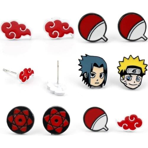 Anime Cosplay Cartoon Akatsuki Ear Studs Anime Logo Earrings for Women Girls Jewelry Enamel Earring Female Stud Earring