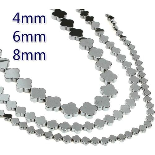 Natural Stone Hematite Plum-shaped Loose Beads 4mm 6mm 8mm Black Petal Beads For Jewelry DIY Bracelet Necklace Ornaments 15 Inch