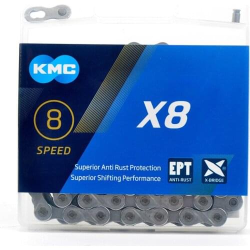 KMC X8EPT chain 116 left 8 speed silver prevent rust extra light double mtb road bike bicycle chain