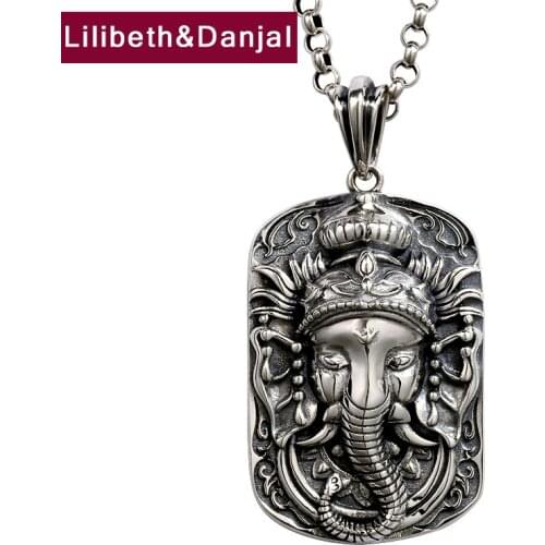Thai Elephant Trunk God Pure 925 Sterling Silver Buddha Cards Free Leather Chain Necklace Pendant Jewelry Women Men 2020 New P08
