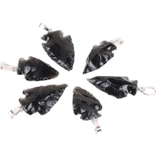 Chakra Obsidian Crystal Pendant Necklace Arrows Stone Natural Female White Pendant Transit Pendants