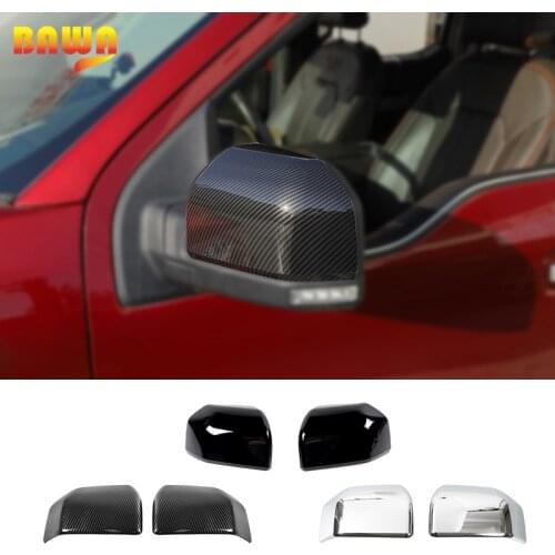 BAWA For Ford F150 2015 Exterior Rearview Mirror Cover Protection Decoration Rearview Mirror Cap Carbon Fiber Chrome ABS