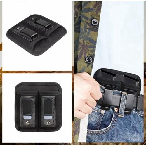 Tactical IWB Double Magazine Pouch 9mm Concealed Carry Magazine Case Forock 17 19 21 Beretta 92 Handgun Ammo Bullet Pouch