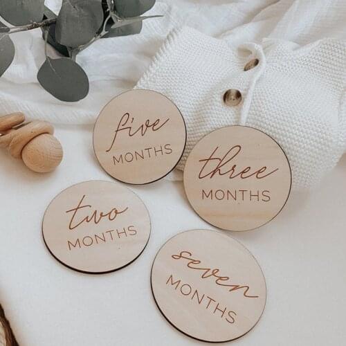 Wood Milestone Cards Monthly Baby Kids Photography Props Toy Baby Shower Gift Christmas