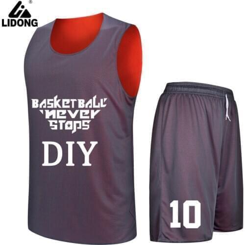 Double-side Design Basketball Jersey Sets Uniforms DIY Customized Sports clothing Breathable Youth Training basketball jerseys