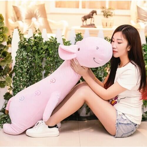 Fancytrader Cuddly Soft Giant Giraffe Pillow Doll Big Lying Deer Plush Animals Toys for Sleeping Decoration Nice Gifts