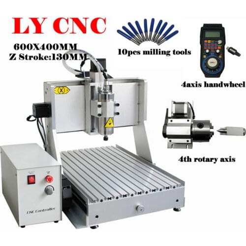 DIY CNC Router 6040Z 2200W 1500W 800W 4 Axis Z Stroke 130MM USB Port with 4 Axis Remote Handwheel Controller for Metal Engraving